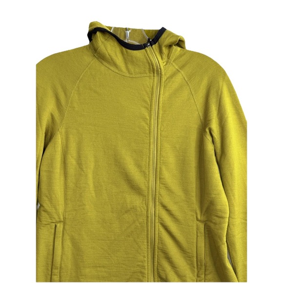 Ibex Women's Full Zip Hooded Jacket Size M Merino Wool Yellow/Green - Picture 2 of 9